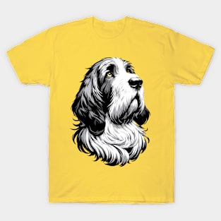 Stunning and Cool Grand Basset Griffon Vendeen Monochrome and Gold Portrait for Father's Day T-Shirt